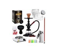 Safe Pack Chicha Alu Noir avec Filtres à Tabac Foyer Silicone Allume charbon Fresh Coco Alu Tuyau Marrakech Multicolore, Multicolore G