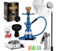 Safe Pack Narguilé Alu Bleu avec Filtres Tabac à Chicha Foyer Silicone Allume charbon Fresh Coco Aluminium et plus Multicolore, Multicolore