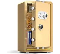Safe, Steel Storage Box Suitable for Home Hotel Office Filing Cabinets, Fireproof, Anti-Theft and Anti-Drilling, 60x39x32cm, Gold