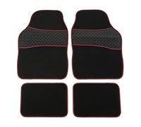 Safe Travel 27752 Universal Car Mats, Heavy Duty Rubber Heel Pad, Red Binding