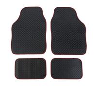 Safe Travel 27852 Universal Car Mats, Heavy Duty Rubber Mats, Red Binding
