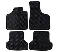 Safe Travel Audi A3 2003-2012 Heavy Duty Rubber Car Mats with Clips 3mm Thick Black with Black Trim Perfect Fit 4 Piece Set