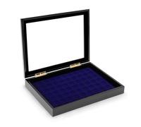 SAFE Vitrine Bois laqué 5925 - pour 60 Capsules de Champagne ou Capsules de bière - Noir Brillant, vitre en Verre, Fermeture magnétique - Montage Mural - 375 × 260 × 38 mm