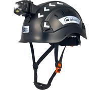 SAFEBUILDER Casque de sécurité avec phare, léger, respirant et ventilé avec lampe frontale pour la construction, le travail industriel en plein air, protection de la tête, approuvé ANSI (noir + SHL01)