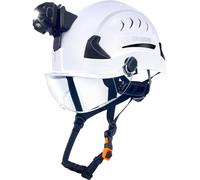 SAFEBUILDER G2C+H Casque de sécurité de type 2 classe C avec phare - Casque de sécurité avec lampe frontale ventilée - Travaux de construction en hauteur - ANSI industriel (G2C + visière transparente
