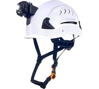 SAFEBUILDER G2C+H Casque de sécurité de type 2 classe C avec phare - Casque de sécurité avec lampe frontale ventilée - Travaux de construction en hauteur - ANSI industrielle (G2C+SHL01, blanc, type 2)