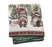 SAFECO-Nappe blanche en PE/coton à motifs verts et rouges Lutins - 140 x 300 cm