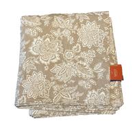 SAFECO-Nappe coloris lin naturel à motifs blancs en PE/coton Jacobean - 150 x 250 cm