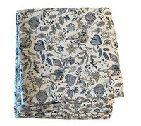 SAFECO-Nappe rectangulaire blanche à motifs bleus en PE/coton Boréal - 150 x 300 cm