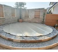 SafeDeluxe Bâche de Piscine Ronde, Couverture de Piscine, Couverture de poteaux, en bâche de Camion sans poteaux (Diamètre de la bâche: 500cm, Anthracite RAL7016)