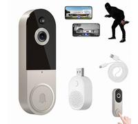 Safedoorbell - La façon la plus intelligente de protéger votre maison, sonnette de porte sans fil 1080p sans fil, caméra vidéo intelligente Wifi avec carillon, détection de mouvement AI, vision