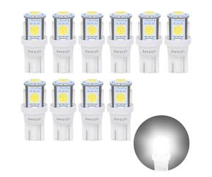 Safego T10 LED Ampoules de voiture lampe 194 168 2825 W5W 5 SMD 5050 Auto WEDGE BULBES BLANC Blanche ULTRA BRILLANT White LONGUE VIE Bulbe de remplacement pour caravane- voiture - Camion - Arrière 12V