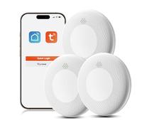 Safeliveo Détecteur de fumée WiFi avec Batterie 10 Ans, Notifications Via Application et Auto-Test, Alarme Incendie Intelligente Compatible Tuya & Smart Life, 3 pièce