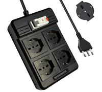 SAFEMORE Multiprise avec disjoncteur FI intégré, 4 prises RCD 4 voies avec interrupteur FI/LS 16 A/250 V, multiprise FI 4000 W avec rallonge de 3 m et disjoncteur RCBO 30 mA (IT noir)
