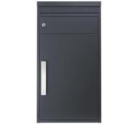 SafePost Boîte aux lettres XXL anthracite avec entrée de courrier résistante aux intempéries, inoxydable, indépendante, boîte aux lettres debout à l'extérieur 65M avec boîte aux lettres, grand bac à