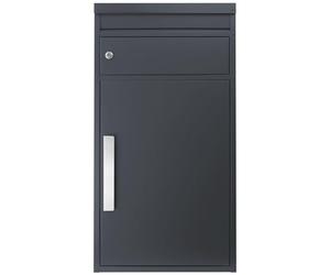 SafePost Boîte aux lettres XXL anthracite avec entrée de courrier résistante aux intempéries, inoxydable, indépendante, boîte aux lettres debout à l'extérieur 65M avec boîte aux lettres, grand bac à