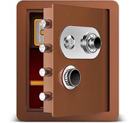 Safes & Door Locks Fire Resistant Security Digital Money Steel Alloy Drop Safe with Key Lock,Brown