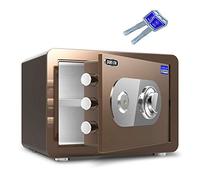 Safes Small Home,Steel Fire-Resistant,Burglar-Proof and Tamper-Proof Mechanical,Storage Box,Brown