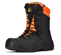 SAFETOE Bottes de protection contre les coupures de tronçonneuse classe 1 avec embout en acier véritable de vache, semelles intérieures en mousse à mémoire de forme, travail de construction