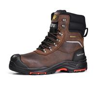 SAFETOE Bottes de sécurité imperméables en cuir de vache pour hommes, Bottes de travail à bout composite de 8 pouces, Bottes d'hiver pour la neige S7S ESD, marron, 41 EU