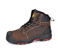 SAFETOE Bottes de sécurité M-8552 pour homme - Coupe large - Sans acier - Anti-statique - Résistant à l'eau - En cuir de vache - Plaque composite antidérapante - Semelle en caoutchouc PU - S3 SRC,