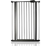 Safetots Barrière de sécurité en métal Extra Haute à Fixation par Pression, 75cm - 82.6cm, Noir Mat, Hauteur de 104cm, Barrière d'escalier Extra Haute, Barrière pour bébé Haute