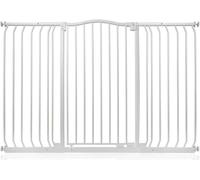 Safetots Barrière de Sécurité Supérieure Extra Haute avec Design Courbé, Barrière à Pression pour Escaliers, 143cm - 152cm, Hauteur Extra Haute de 100cm, Couleur Blanc Mat