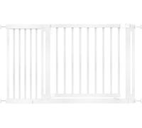 Safetots Barrière Élégante en Bois Blanc, Barrière de Sécurité à Fixation par Pression, Barrière pour Escaliers, Couloirs et Portes, Ouverture Extra Large de 73cm, 15cm - 143cm