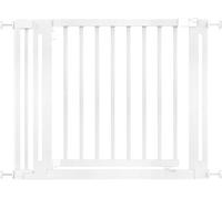 Safetots Barrière Élégante en Bois Blanc, Barrière de Sécurité à Fixation par Pression, Barrière pour Escaliers, Couloirs et Portes, Ouverture Extra Large de 65cm, 97cm - 105cm