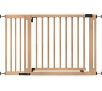 Safetots Barrière Élégante en Bois Naturel, Barrière de Sécurité à Fixation par Pression, Barrière pour Escaliers, Couloirs et Portes, Ouverture Extra Large de 73cm, 125cm - 133cm