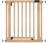 Safetots Barrière Élégante en Bois Naturel, Barrière de Sécurité à Fixation par Pression, Barrière pour Escaliers, Couloirs et Portes, 71cm - 79cm