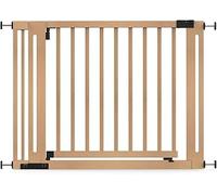 Safetots Barrière Élégante en Bois Naturel, Barrière de Sécurité à Fixation par Pression, Barrière pour Escaliers, Couloirs et Portes, Ouverture Extra Large de 73cm, 105cm - 113cm