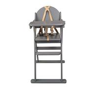 Safetots Chaise Haute Deluxe en Bois Pliable, Pré-Assemblée, pour Bébés et Tout-Petits, Élégante, Pratique et Gain de Place, Couleur Gris
