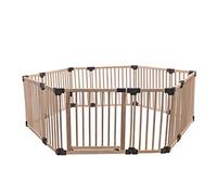 Safetots Playpen en Bois, Hexagone, 6 x 120cm, Bois Naturel, 76cm de Haut, Parc pour bébé, Aire de jeu pour tout-petits, Grand Parc, Installation Facile