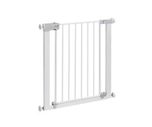 Safety 1st Auto Close Gate, Barrière de Sécurité Enfant 73-80 cm, Blanc | Jusqu'à 136 cm, Fermeture Automatique, Ouverture d'une Main, Sans Vis ni Perçage, Double Verrouillage