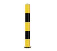 Safety Bollard Post With Solar Led Light, Safety Steel Bollard Post, With Anchor Bolts Parking Barrier Bollard Post, Sturdy And Durable, For Parking Barrier, Road Safety-Black-yellow-100cm/39.5in