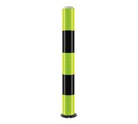 Safety Bollard Post With Solar Led Light, Safety Steel Bollard Post, With Anchor Bolts Parking Barrier Bollard Post, Sturdy And Durable, For Parking Barrier, Road Safety-Black-green-100cm/39.5in