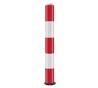Safety Bollard Post With Solar Led Light, Safety Steel Bollard Post, With Anchor Bolts Parking Barrier Bollard Post, Sturdy And Durable, For Parking Barrier, Road Safety-Red-white-100cm/39.5in