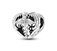 Safety Chain Nurse Mother Daughter Fatima Hamsa Star Love Charm Bead Pendant 925 Sterling Silver Compatible With Pandora Charm Moments Bracelet