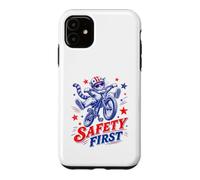 Safety First Cat on Bicycle Fun Summer Bike Graphique Amusant Coque pour iPhone 11