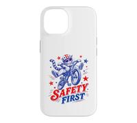 Safety First Cat on Bicycle Fun Summer Bike Graphique Amusant Coque pour iPhone 14