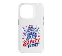 Safety First Cat on Bicycle Fun Summer Bike Graphique Amusant Coque pour iPhone 14 Pro