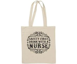 Safety First Drink with A Nurse Sac fourre-tout en coton naturel Blanc