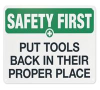 Safety First Return Tools To Place Tin Sign 8 X 12 in