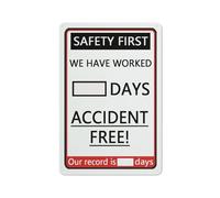 Safety First We Have Worked Days Panneau d'avertissement réfléchissant en aluminium avec symbole pour intérieur et extérieur 30,5 x 20,3 cm