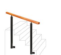 Safety il Balustrade d'escalier d'intérieur en bois et métal noir montée sur le côté pour greniers, balcons et terrasses - Garde-corps d'escalier durable pour marches en béton