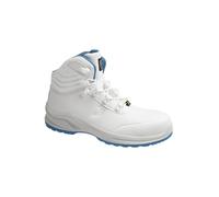 SAFETY JOGGER Modulo Pure Chaussures de sécurité mi-hautes sans métal Vegan Blanc avec bleu Certifié ESD Anti-perforation Semelle en caoutchouc Tiger Grip, Blanc avec des accents bleus, 45 EU