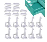 Safety Latches for Cabinets, Baby Safety Drawer Lock, Child Safety Knob Locks, Protective Cabinet Locks, 10 Pieces of Safety Latches Designed to Keep Cabinets Secure for Kids and Pets
