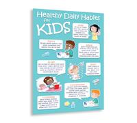 Safety Magnets Kids 7 Healthy Daily Habits Poster - Poster d'hygiène pour la garderie, les salles de classe préscolaires et primaires - Affiche de santé des enfants - 30,5 x 45,7 cm - plastifiée