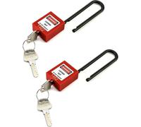 Safety Padlock,2 Padlocks with 4 Keys,with 76mm Extended Non Conductive Nylon Locking Handle,Red